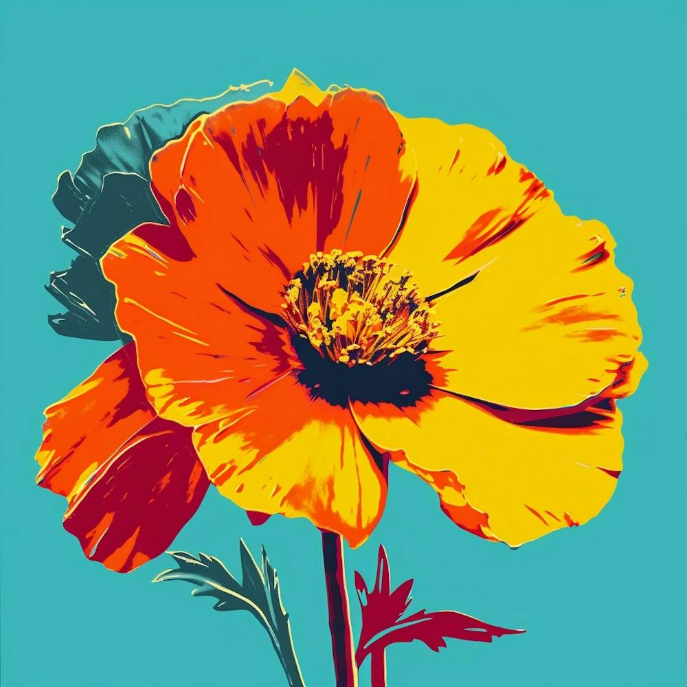 Andy Warhol Style Pop Art Flowers Marigold 1 Square