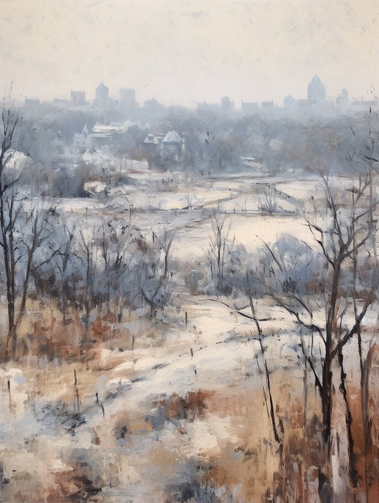 Winter City Park Painting Hampstead Heath London 4