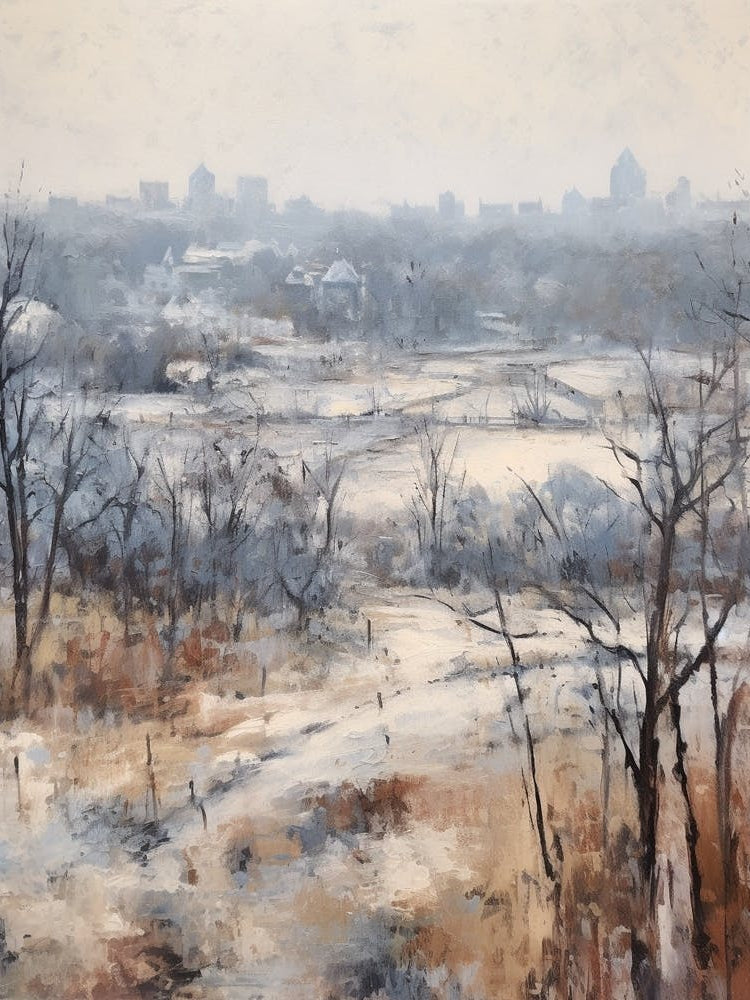 Winter City Park Painting Hampstead Heath London 4