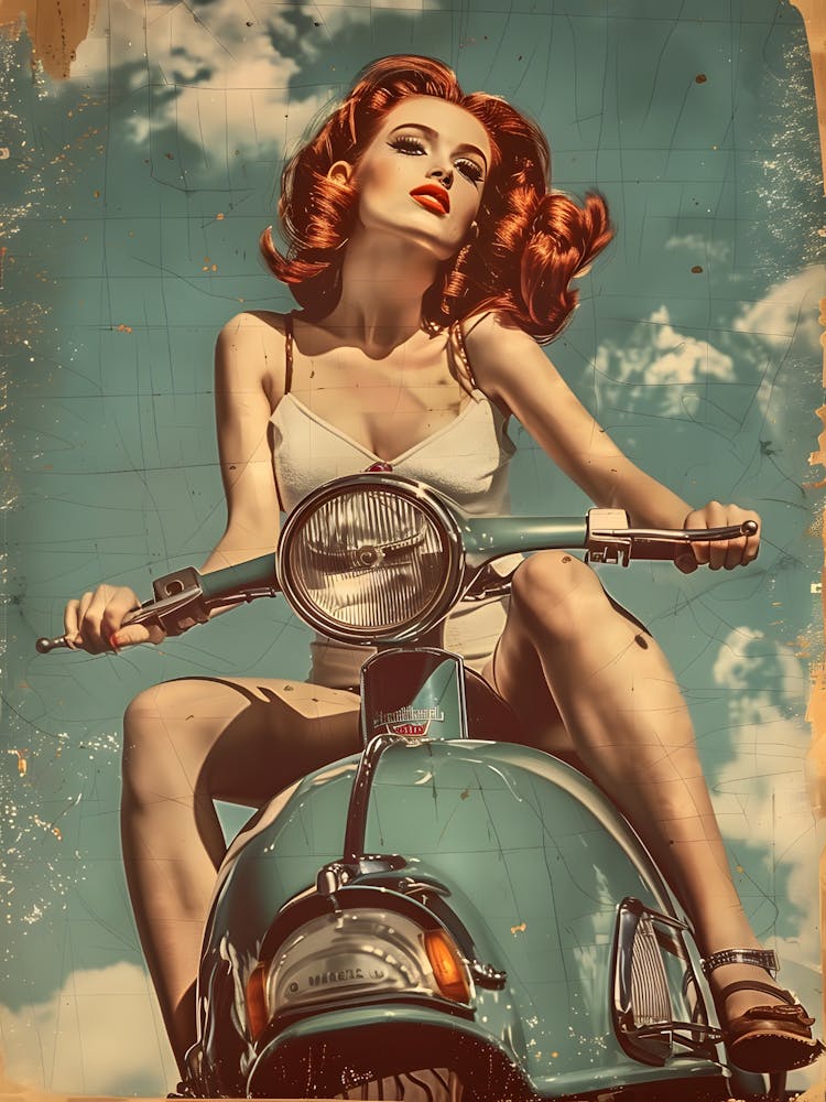 Pin Up Girl On A Moped