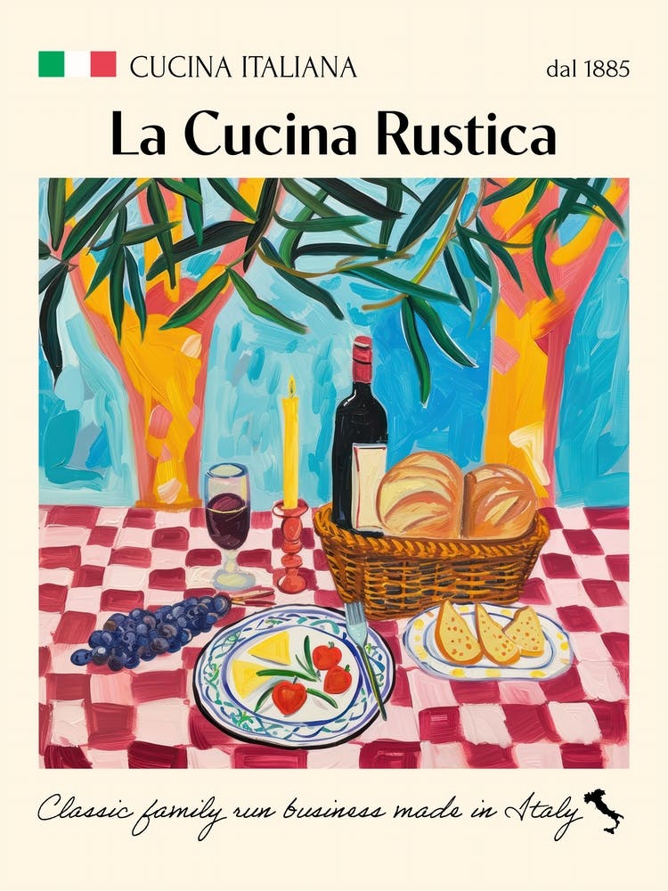 La Cucina Rustica Trattoria Italian Poster Food Kitchen