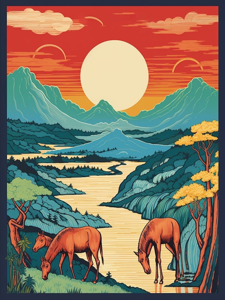 Lake Mashu, Japan Vintage Travel Art 4