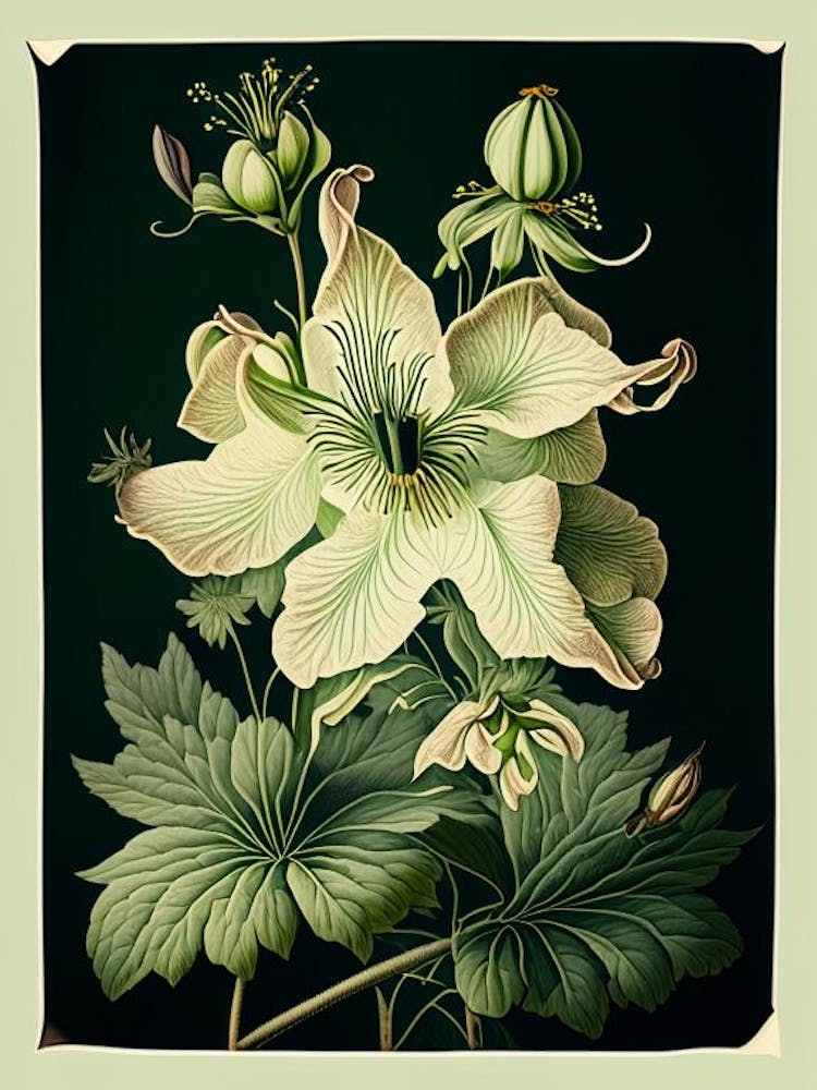 Columbine 3 Floral Botanical Vintage Poster Flower