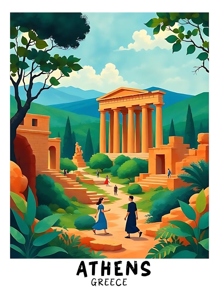 Athens Greece Vintage Travel Poster 19