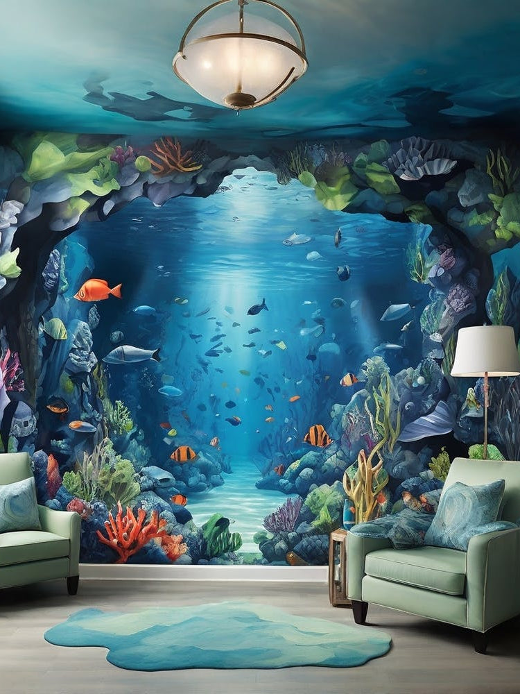 Underwater Mural Paint Colorful Fish