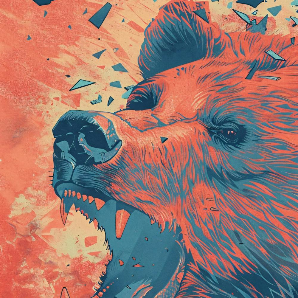 Bear Market Symbols With Shattered Glass Effects