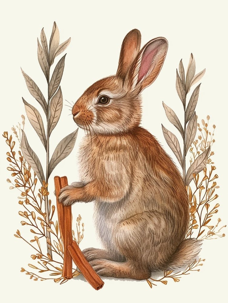 Cinnamon Blockprint Rabbit Illustration 8