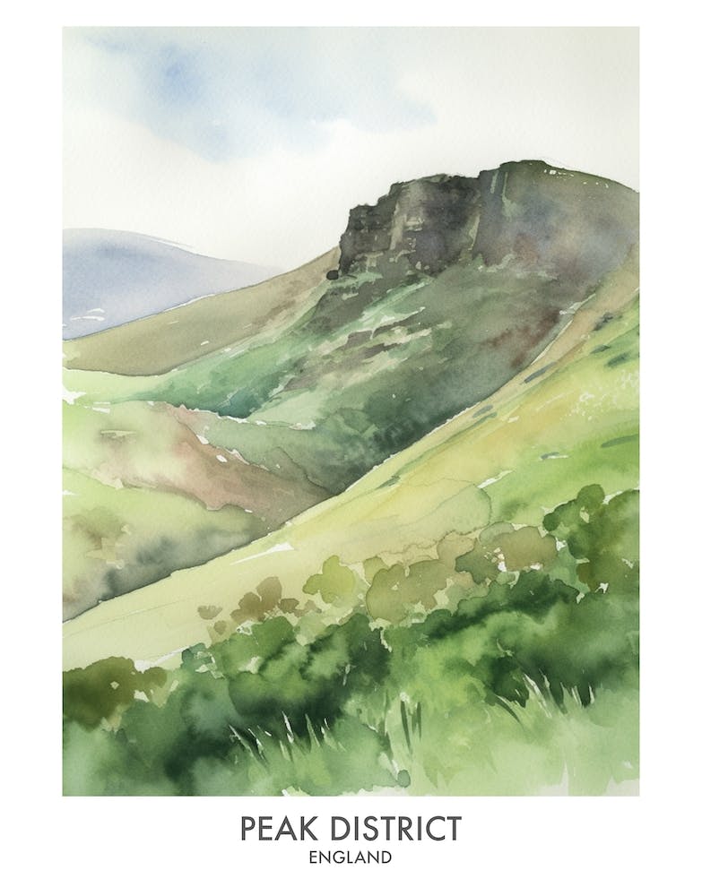 Peak District 4 Watercolour Travel Poster