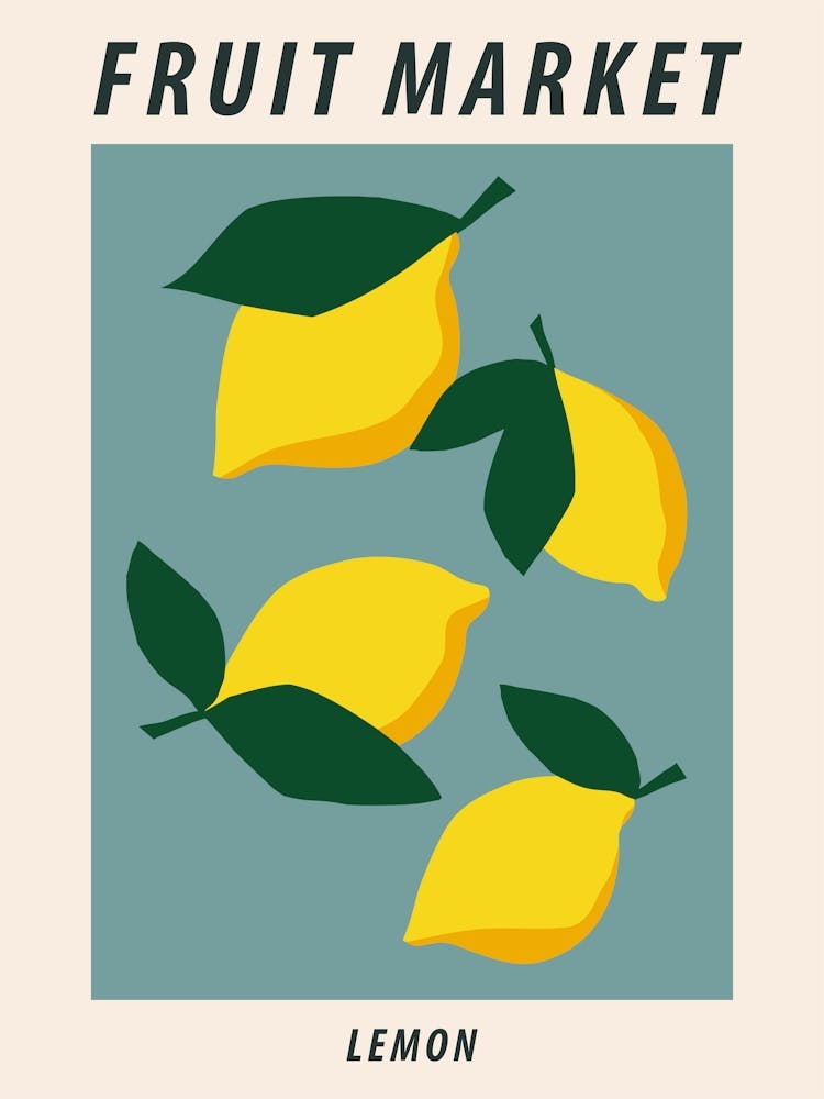Fruit market, Lemons, Retro food art