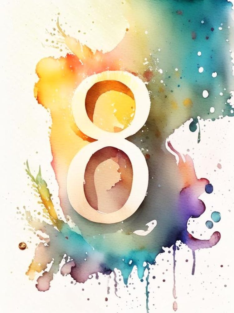 8, Number, Education Storybook Watercolour 2