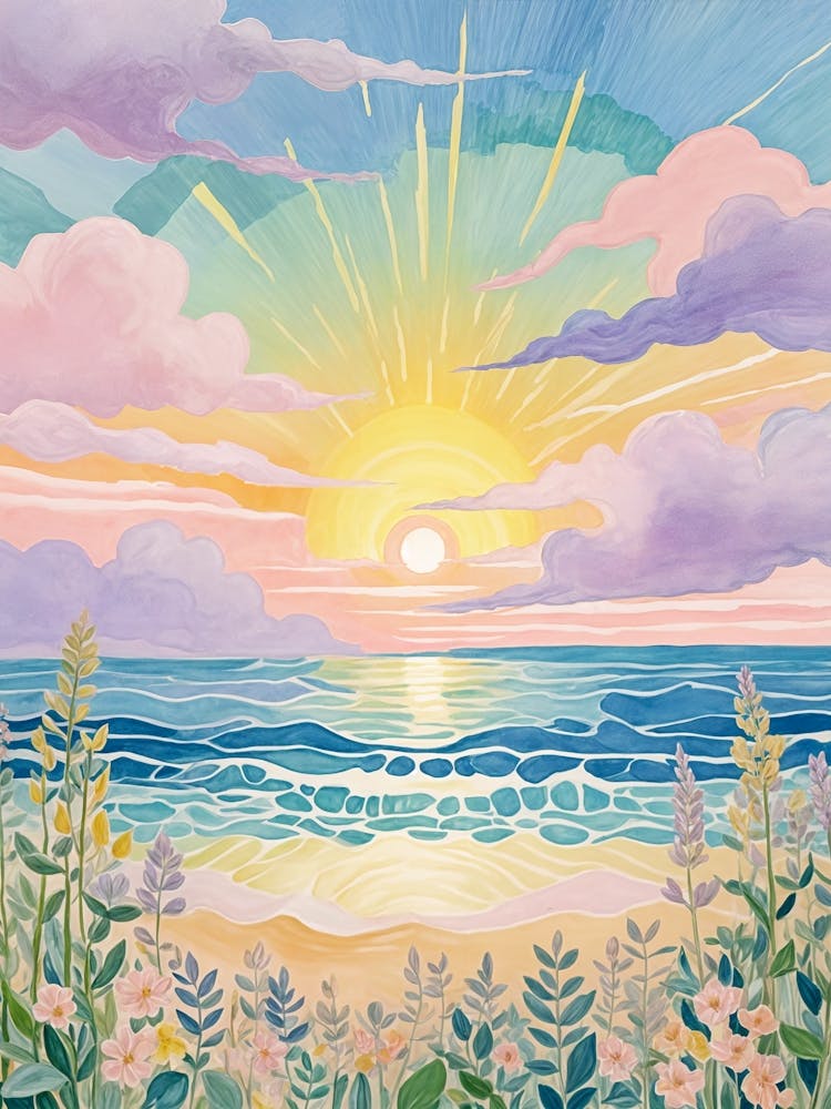 Pastel Sunset At The Beach