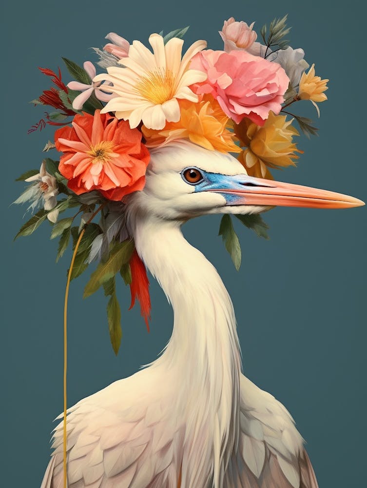 Bird With A Flower Crown Egret 4