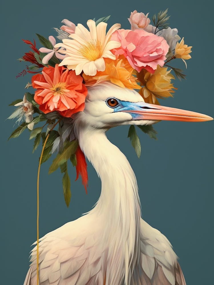 Bird With A Flower Crown Egret 4