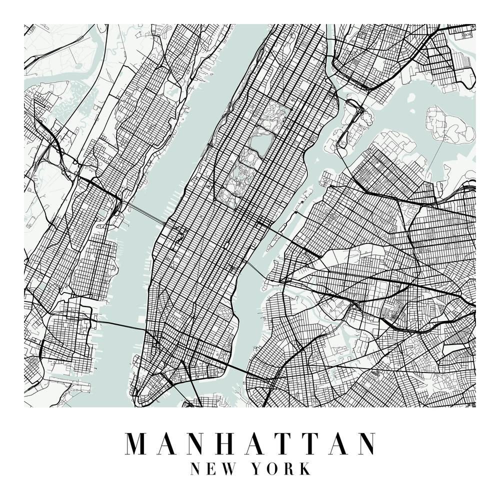 Manhattan New York Street Map Minimal Color Square