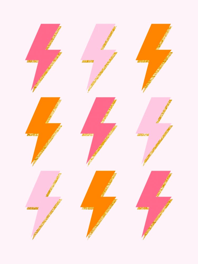 Pink And Orange Lightning Bolts