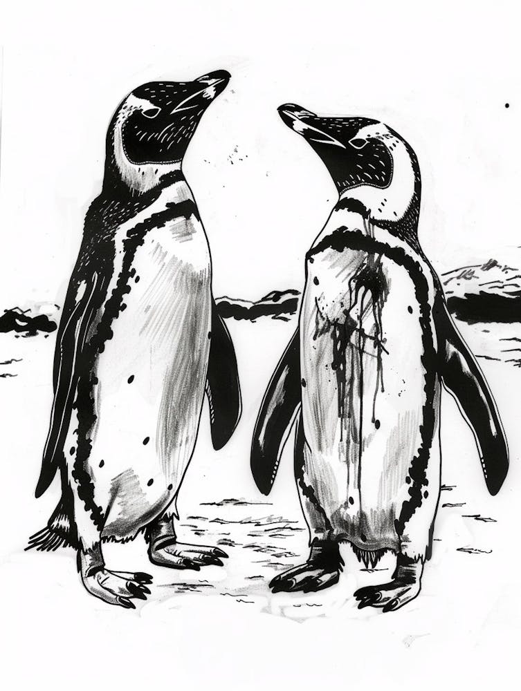 Emperor Penguin Squabbling Over Territory 2