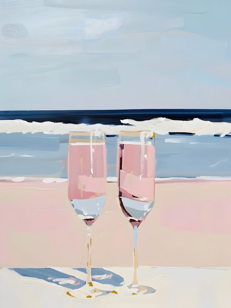 Wine Glasses On The Beach 1