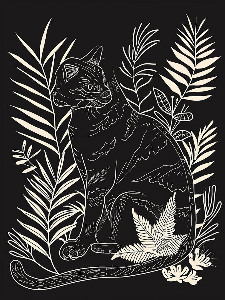 Savannah Cat Minimalist Illustration 2