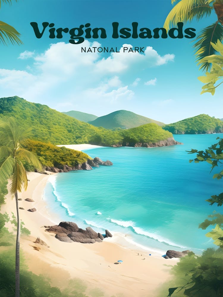 Virgin Islands National Park West Indies Seaside Travel Art