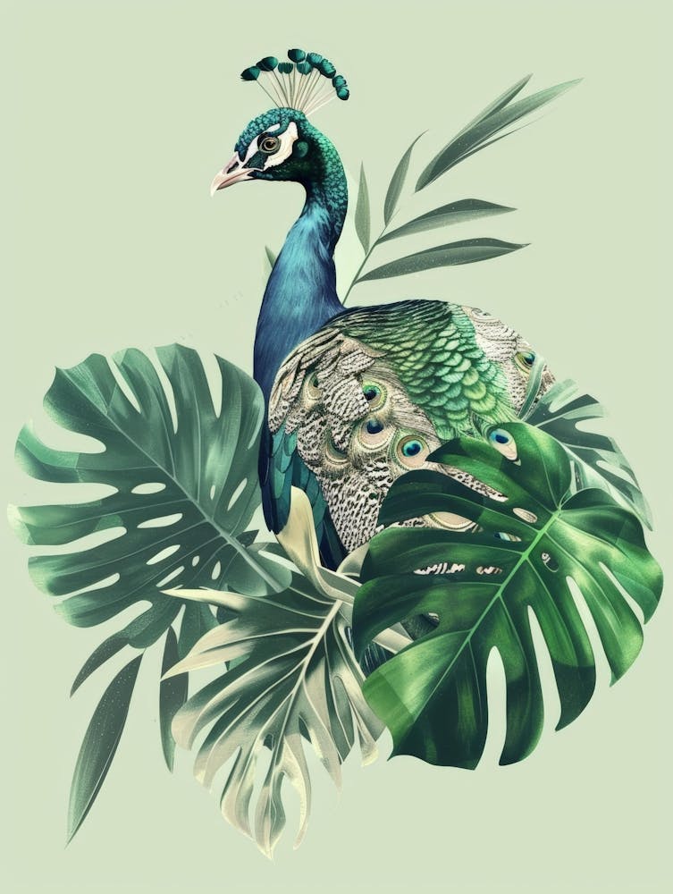 Peacock With Leaves
