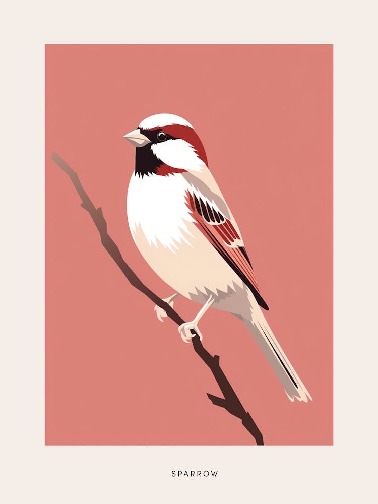 Minimalist Sparrow 2 Bird Poster