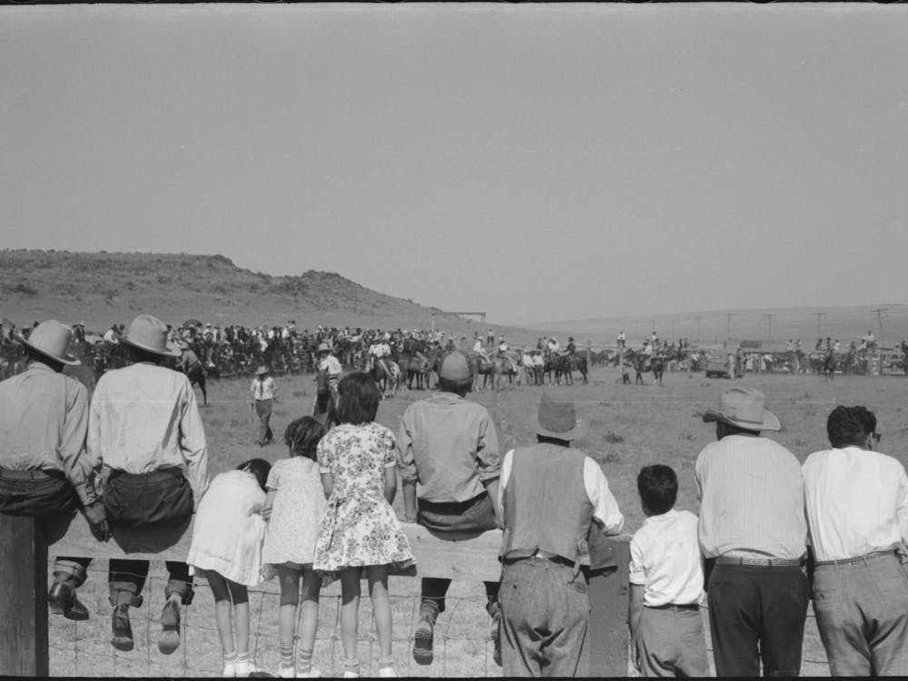 Untitled Photo, Possibly Related To Spectators At Bean Day Rodeo, Wagon Mound, New Mexico By Russell Lee