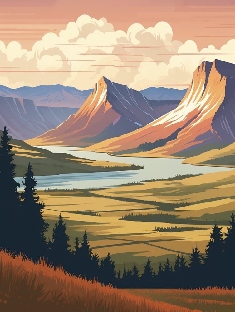 Laugavegur Iceland 2 Vintage Travel Illustration