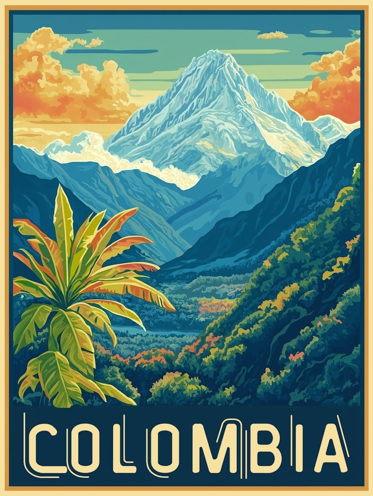 Kolumbien Vintage Reiseposter