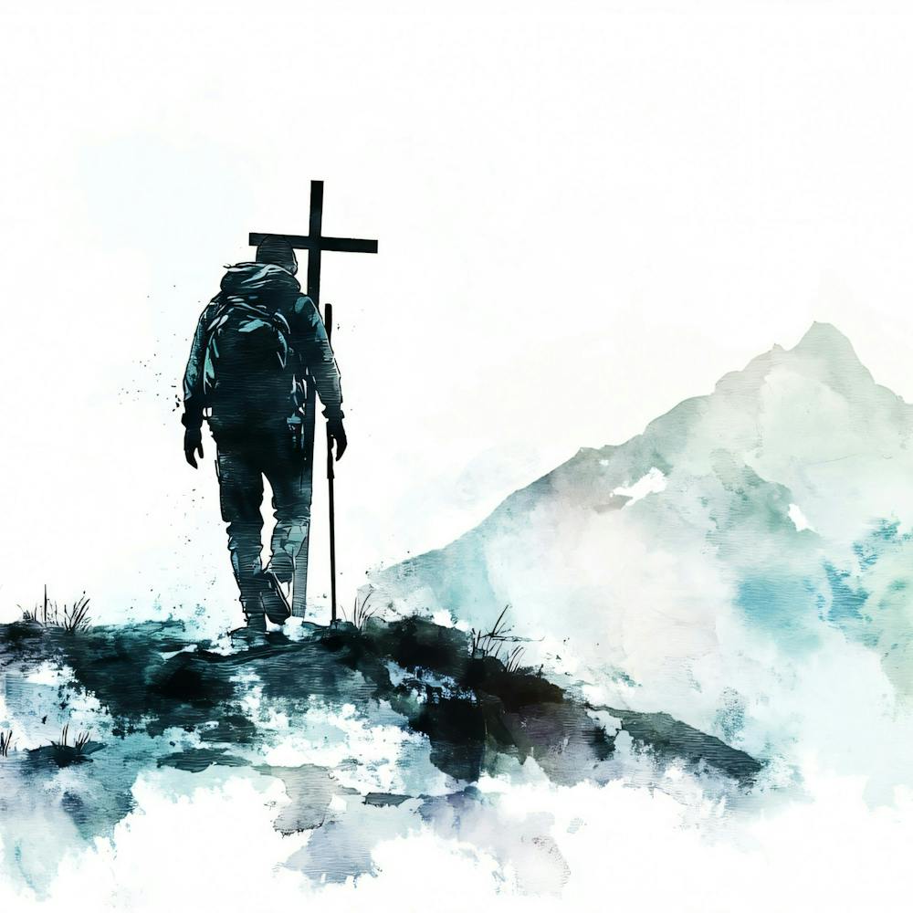 Watercolor Of A Hiker