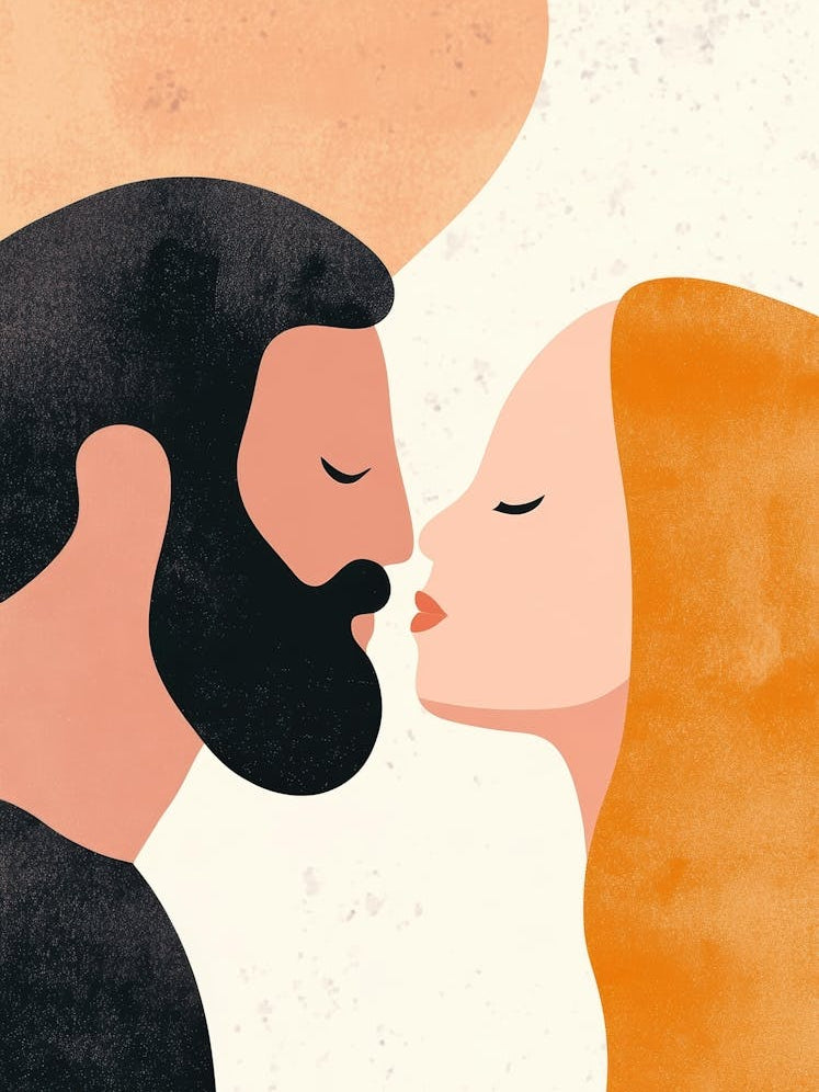 Illustration Of A Couple Kissing 5