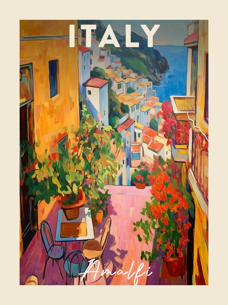 Amalfi Coast Italy 4 Fauvist Painting  Travel Poster
