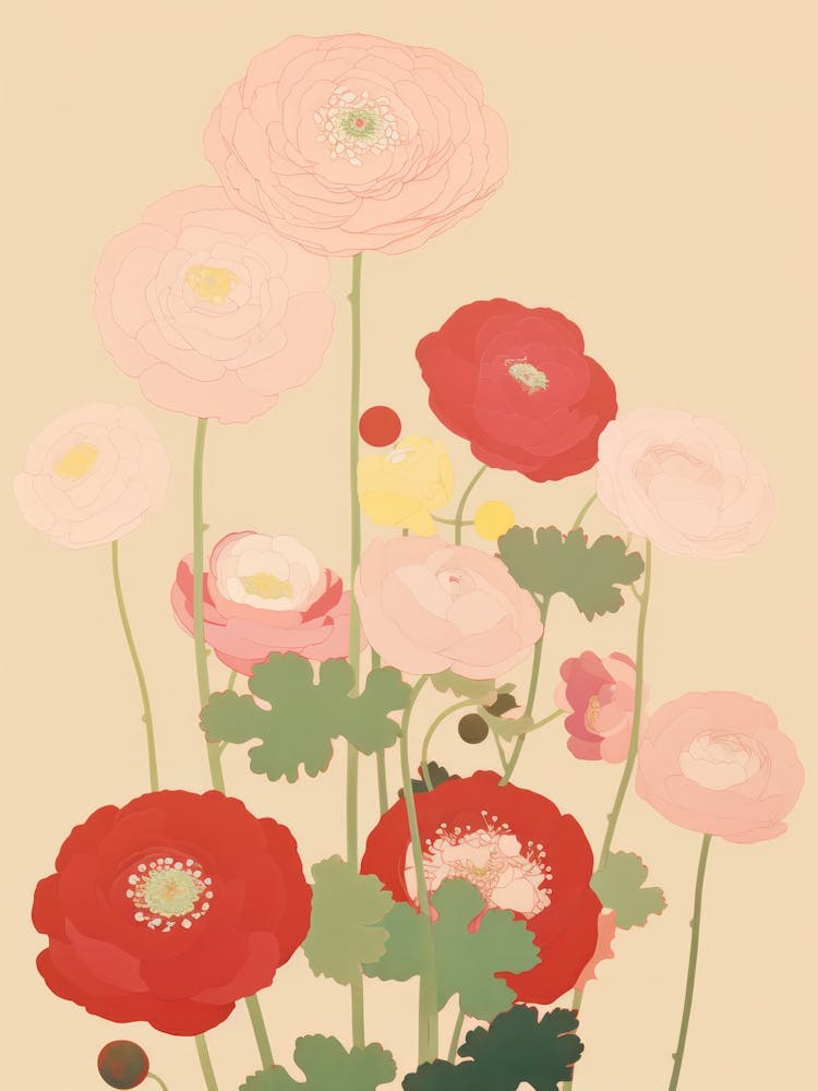 Ranunculus Flower Big Bold Illustration 3