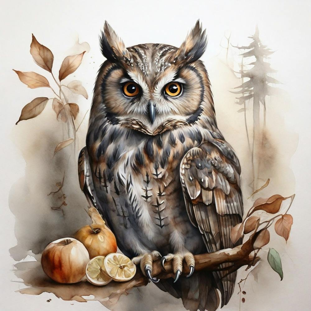Owl Watercolor Painting