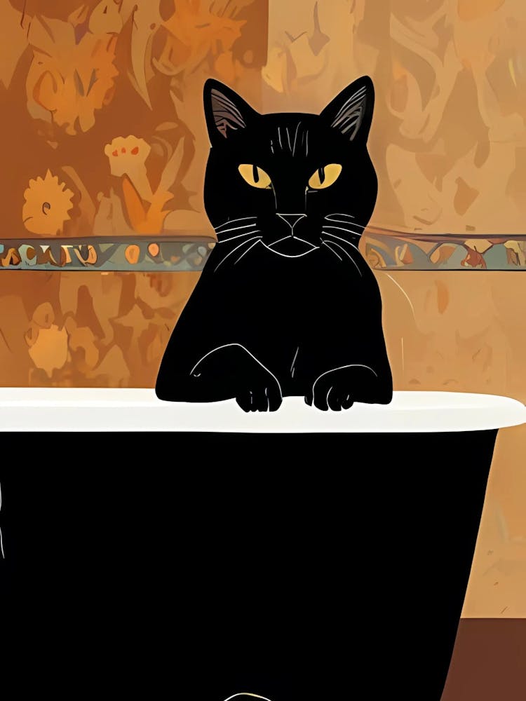 Black Cat In Bathtub 8