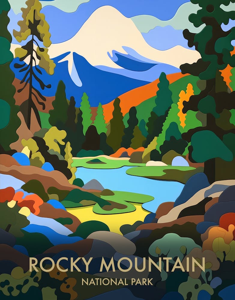 Rocky Mountain National Park Matisse Style Vintage Travel Poster 1