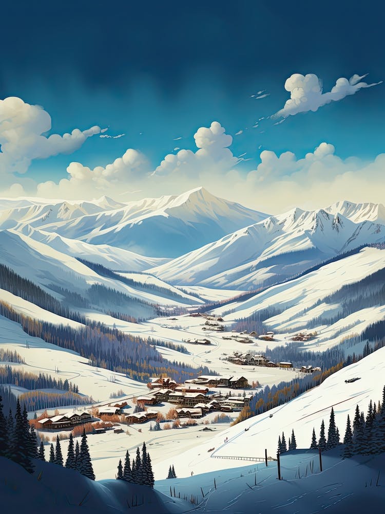 Steamboat Ski Resort   Colorado, Usa, Ski Resort Illustration 0 Simple Style