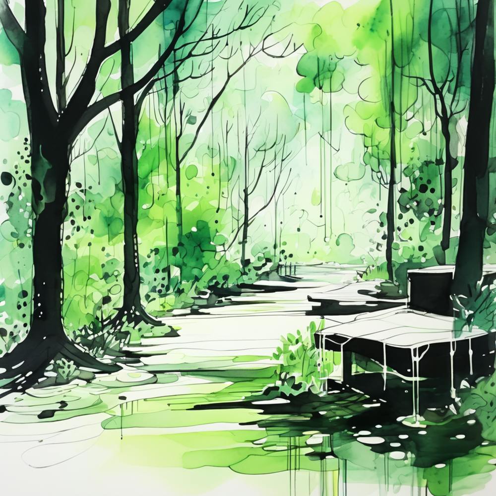 Watercolour Of Forest