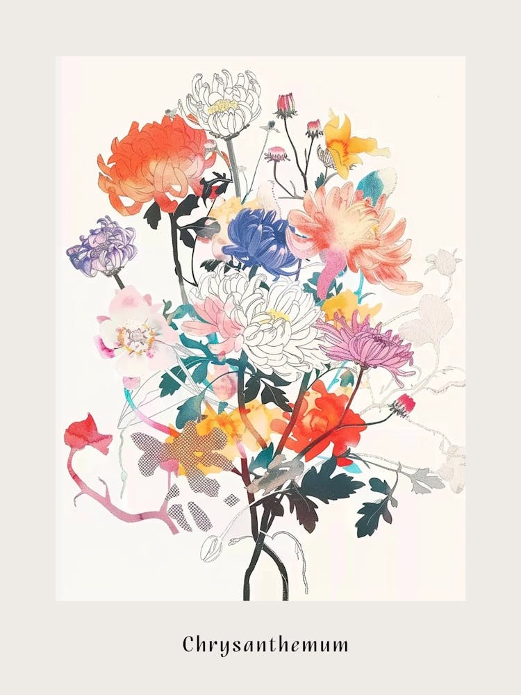 Chrysantheme 3 Collage Blumenstrauß Poster