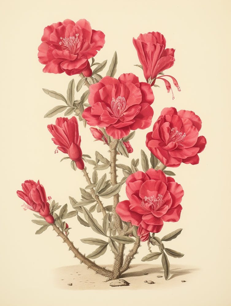 Vintage Cactus Illustration Cylindropuntia Kleiniae 1