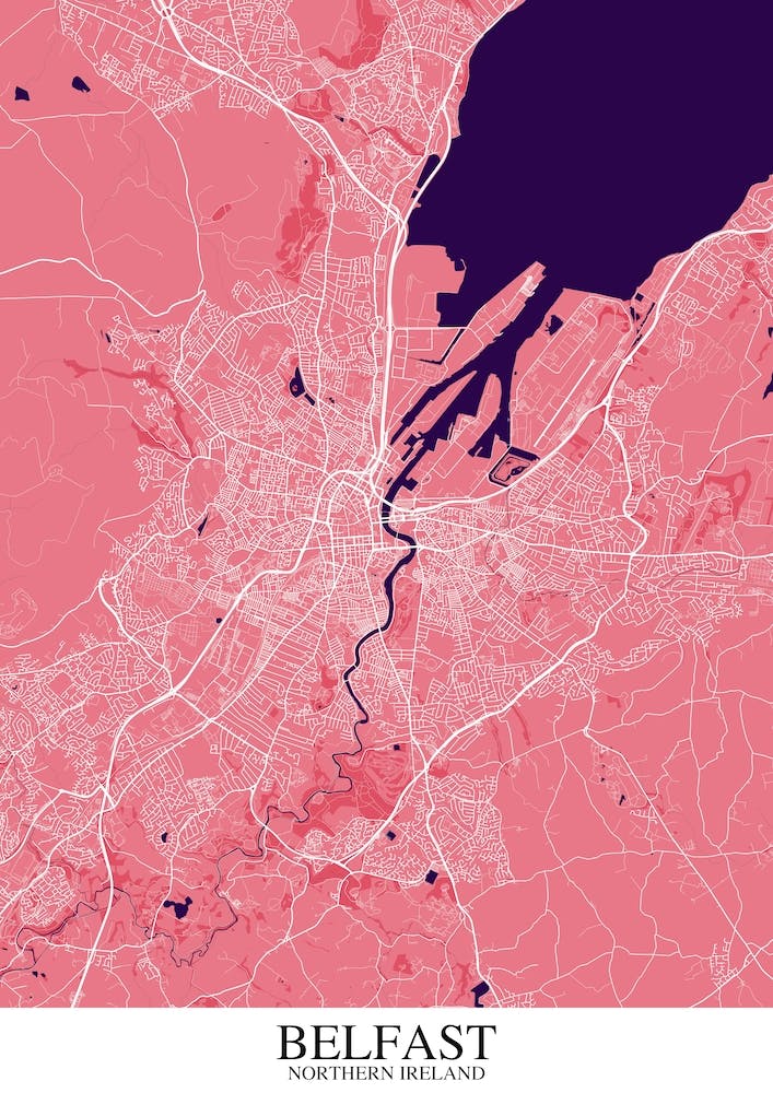 Belfast Pink Purple Map