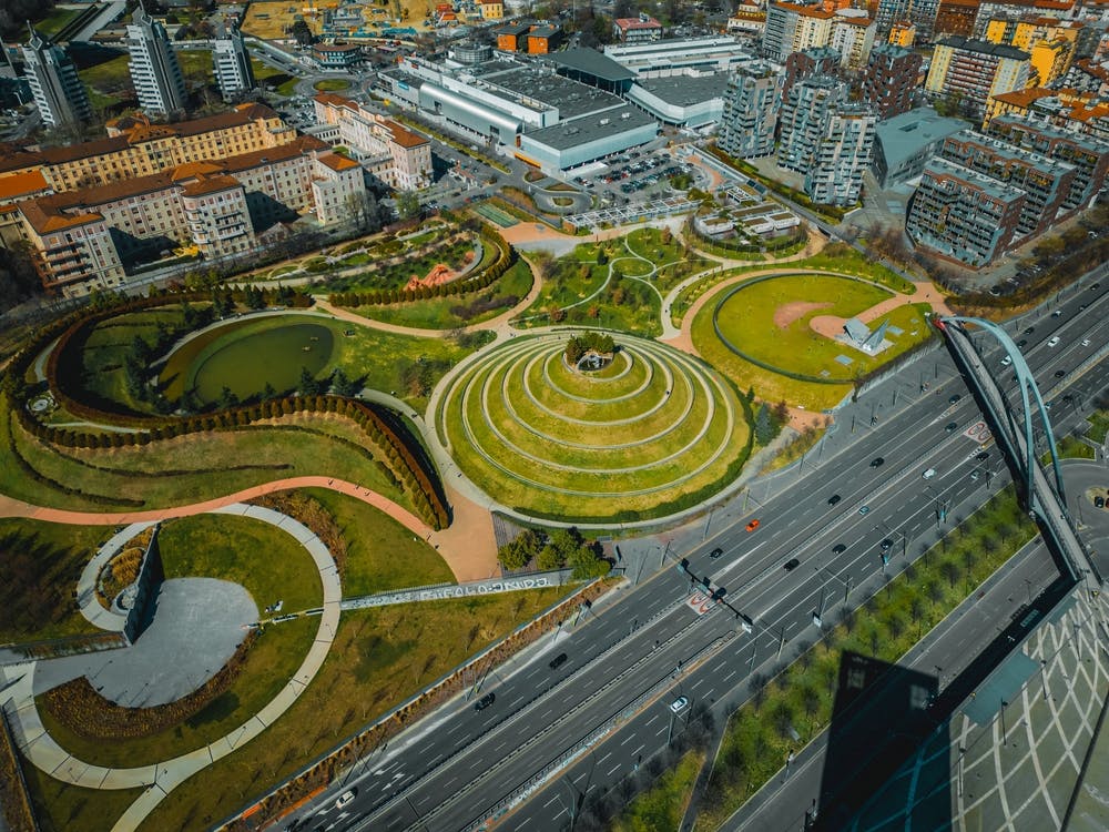 Italy City Print. Aerial View Milan, Italy. Italy Street Art. Parco del Portello