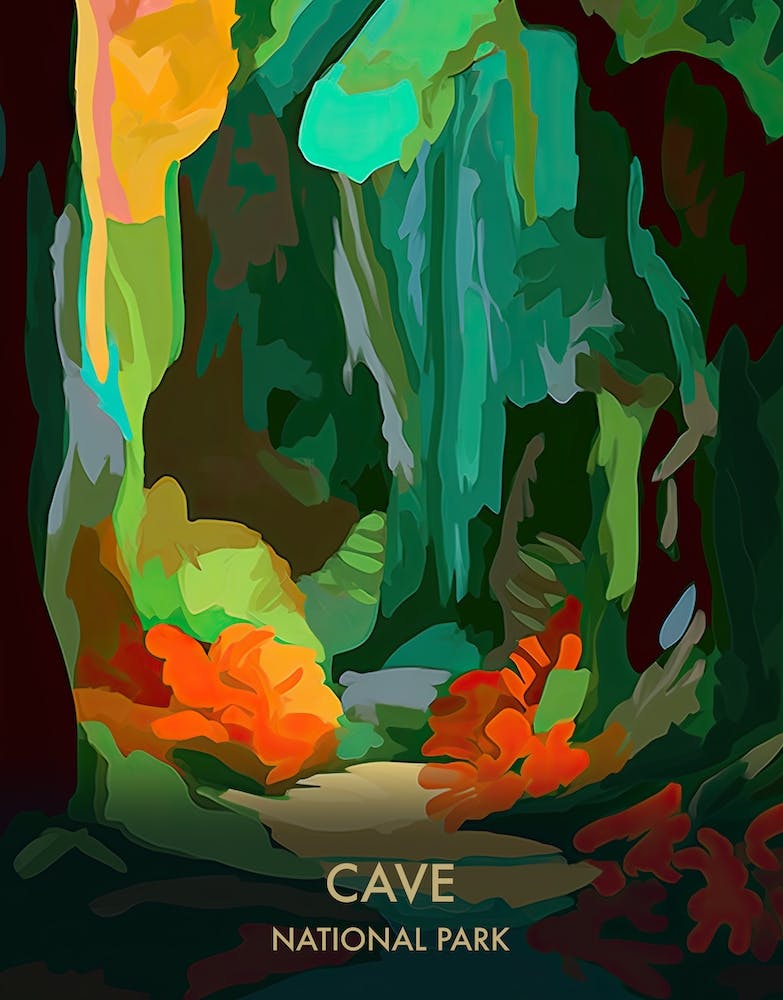 Cave National Park Travel Poster Matisse Style 2