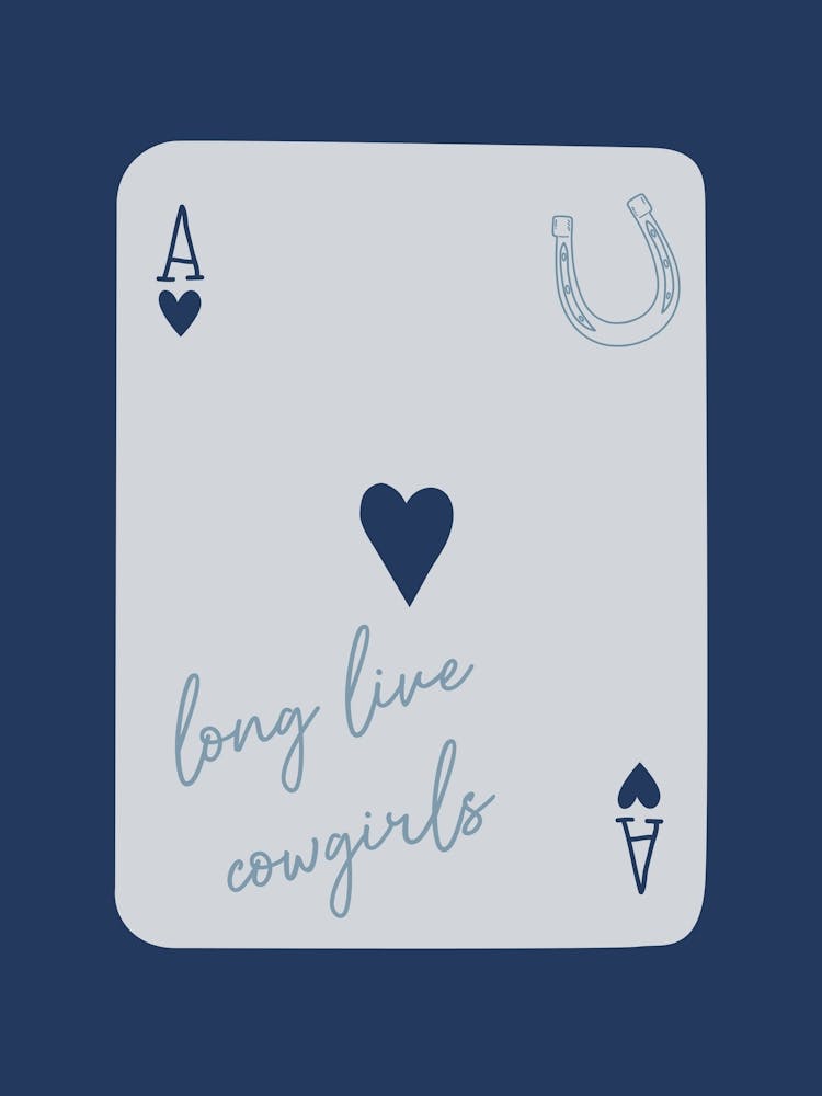 Navy Long Live Cowgirls Ace Playing Car With Horseshoe