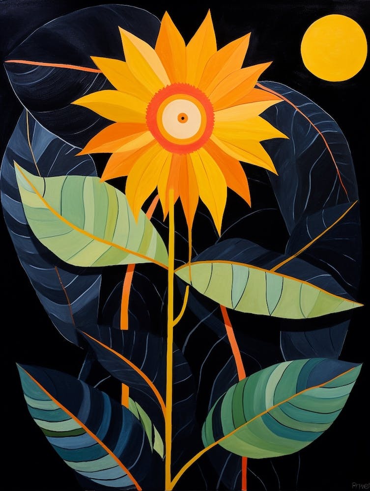 Sunflower 1 Hilma Af Klint Inspired Flower Illustration