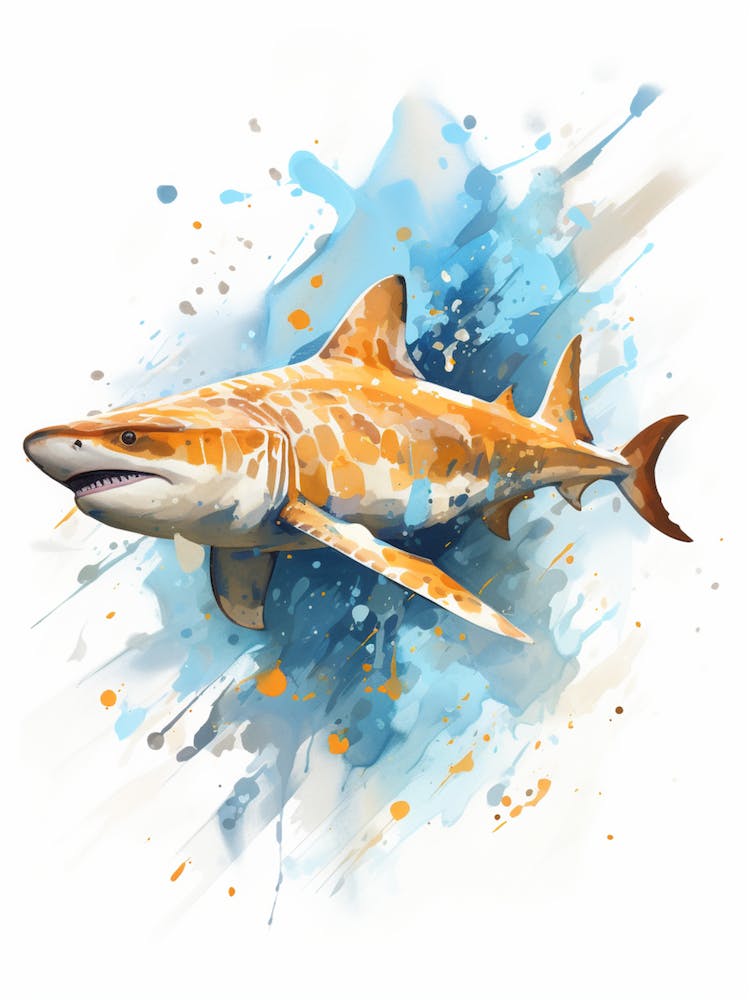 A Whitetip Reef Shark Vibrant Paint Splash 5
