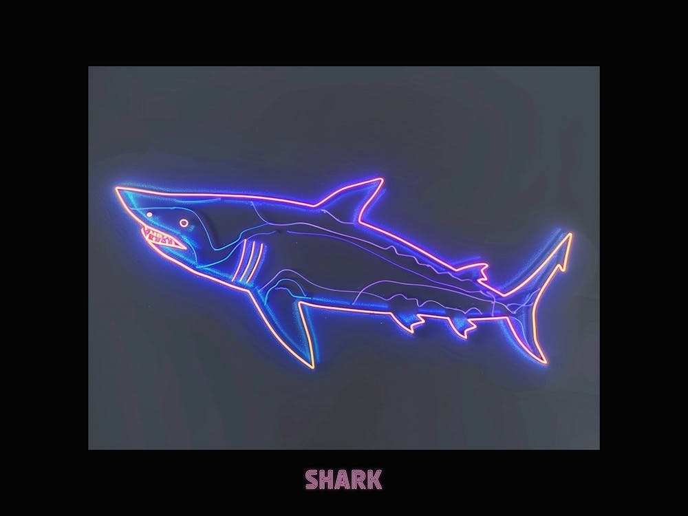 Neon Pink Sign Inspired Shark Poster 7
