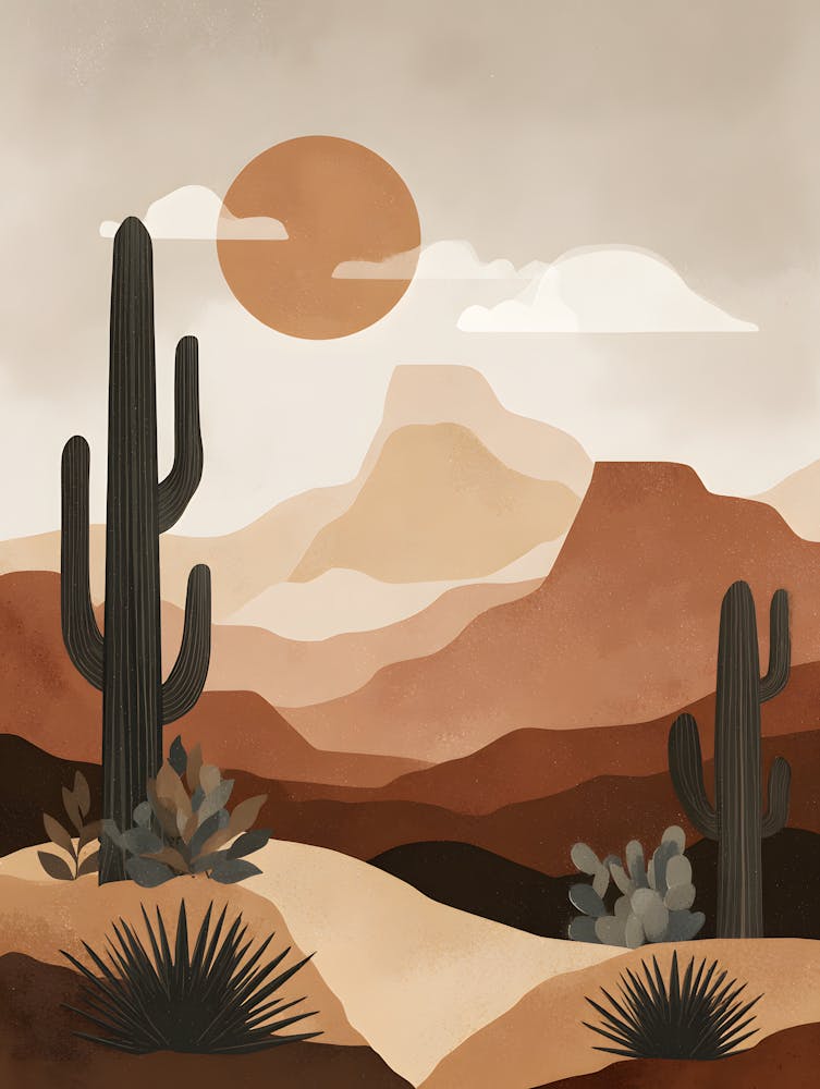 Desert Sunse Minimalist Desert Landscape 12