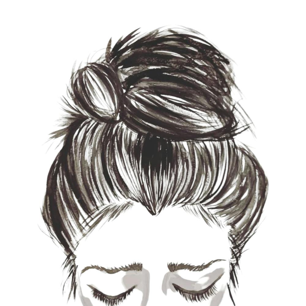 Woman Reflecting Watercolour Illustration Black and White