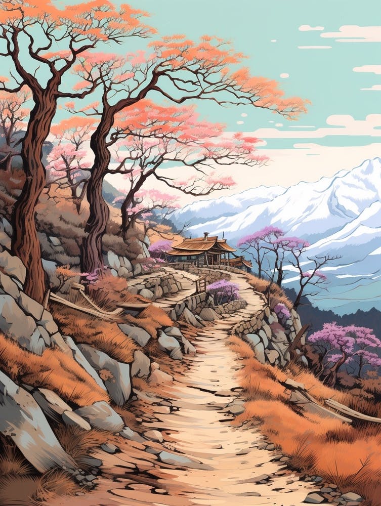 Poon Hill Trek Nepal Hike Illustration