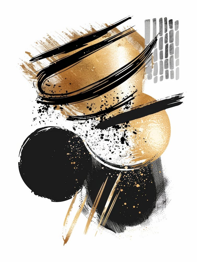 Abstract Gold And Black Painting 52